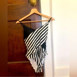Summersalt Marina one-piece, black and white stripe, size 4,l